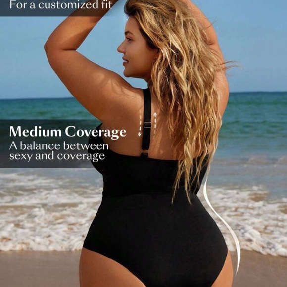 SHEIN Black High-Cut One-Piece Swimsuit - Picture 5 of 5